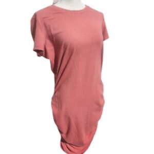 Nine West Knit Dress XL Mauve Terracotta Side Cinched Casual Short Sleeves